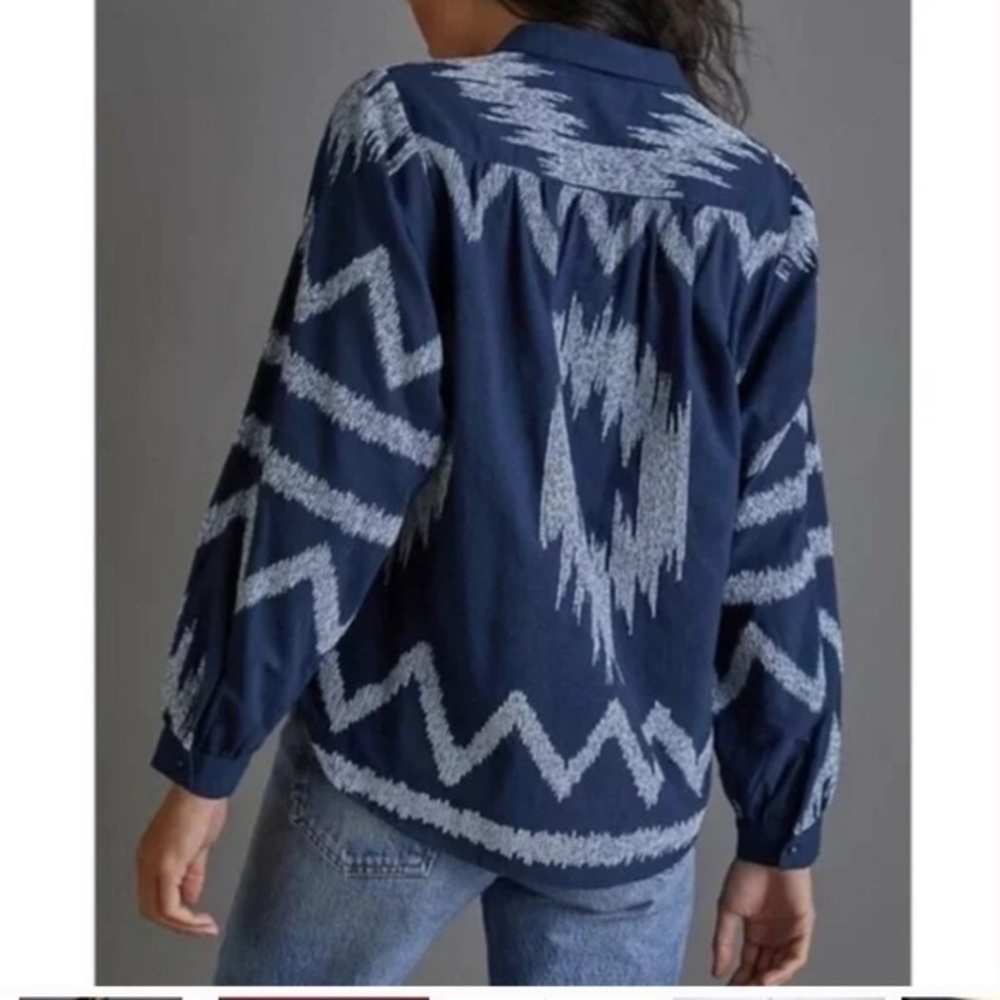 *Pilcro Anthro Romy Relaxed Button Down Textured Casual Bohemian Rodeo Top M